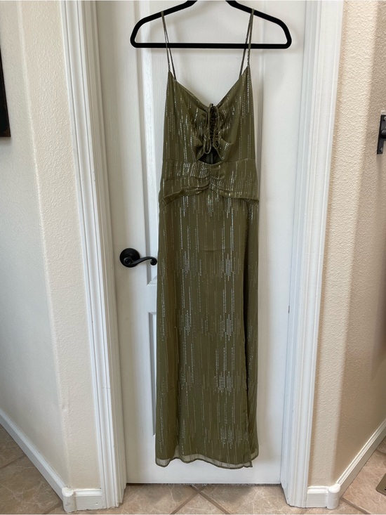Express Dresses & Skirts - EXPRESS Olive Green Spaghetti Strap Maxi Dress with Sequin Detail Size Small